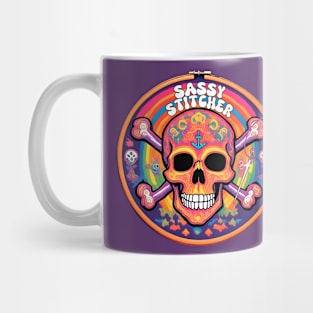 Embroidery hoop psychedelic skull sewing seamstress Mug